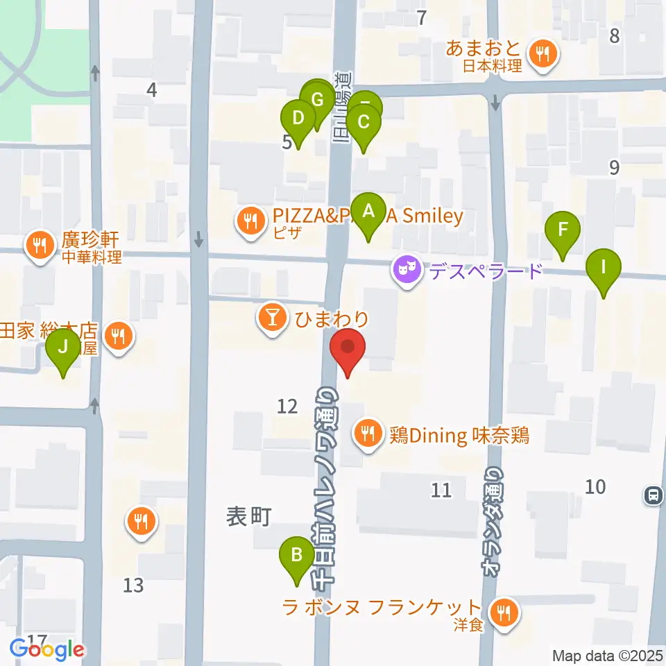 イマージュ・楽器堂周辺のカフェ一覧地図