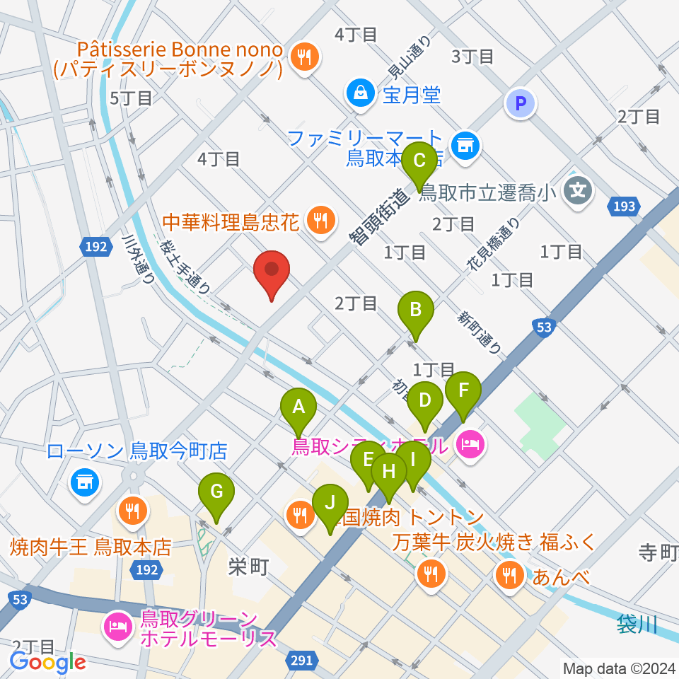 アコヤ楽器店 本店周辺のカフェ一覧地図