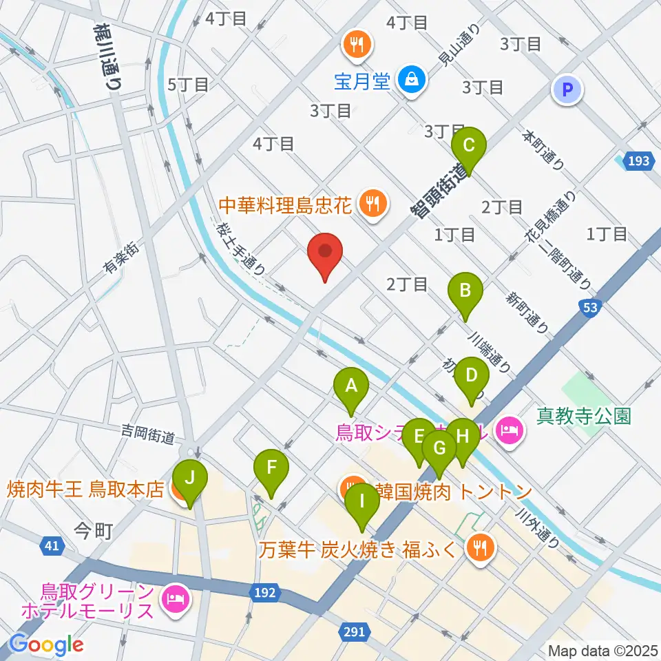 アコヤ楽器店 本店周辺のカフェ一覧地図