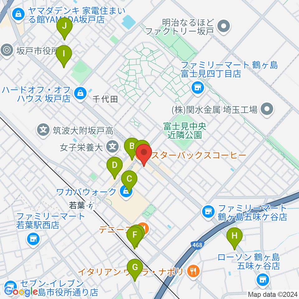 おんがくえん周辺のカフェ一覧地図