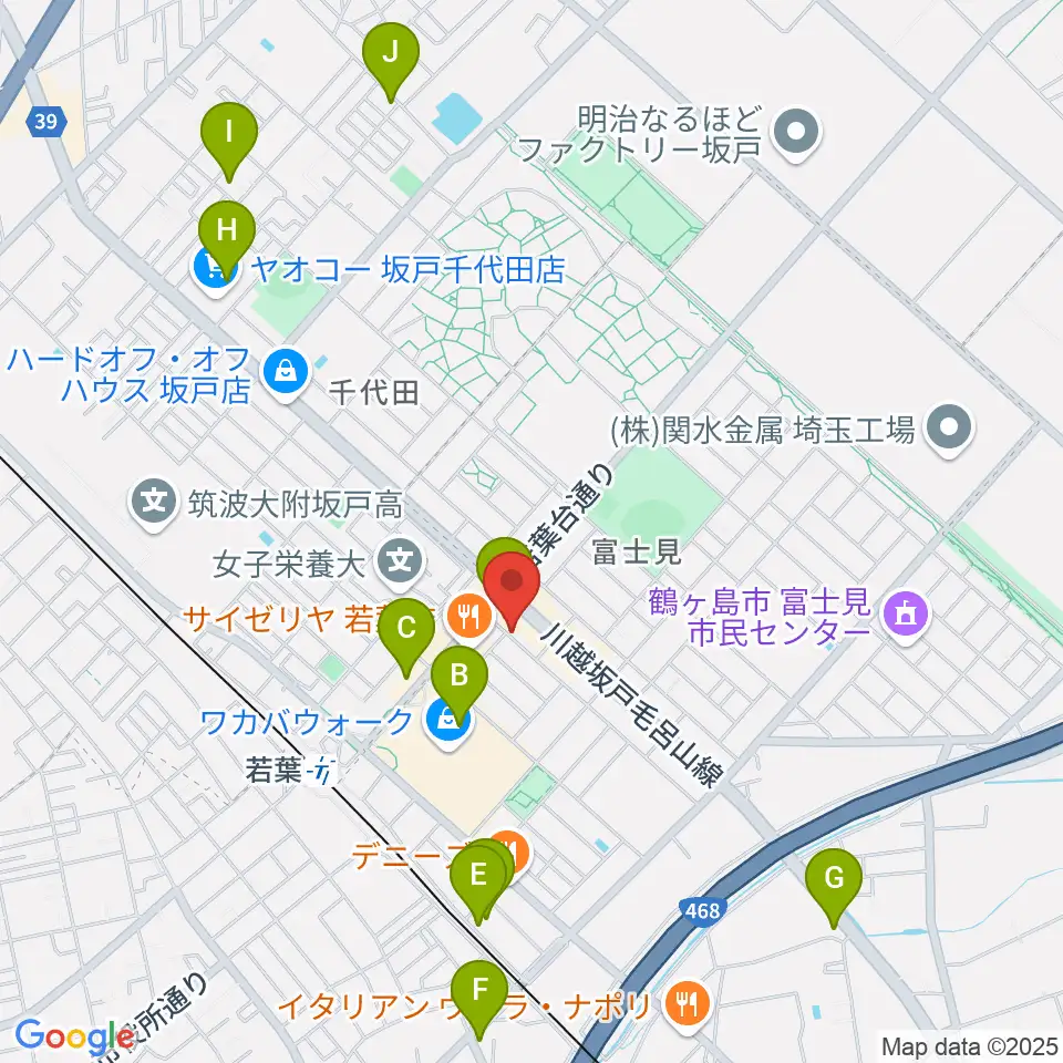 おんがくえん周辺のカフェ一覧地図