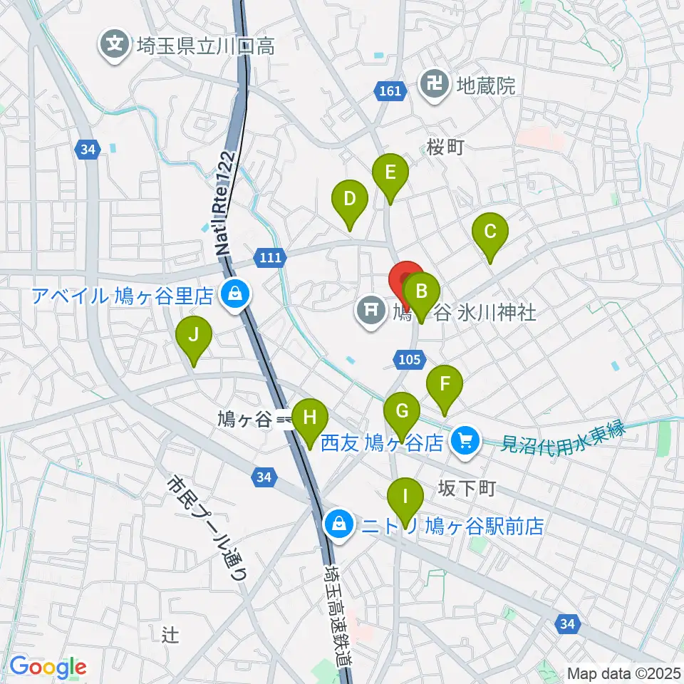 わかば音楽教室 鳩ヶ谷本町教室周辺のカフェ一覧地図
