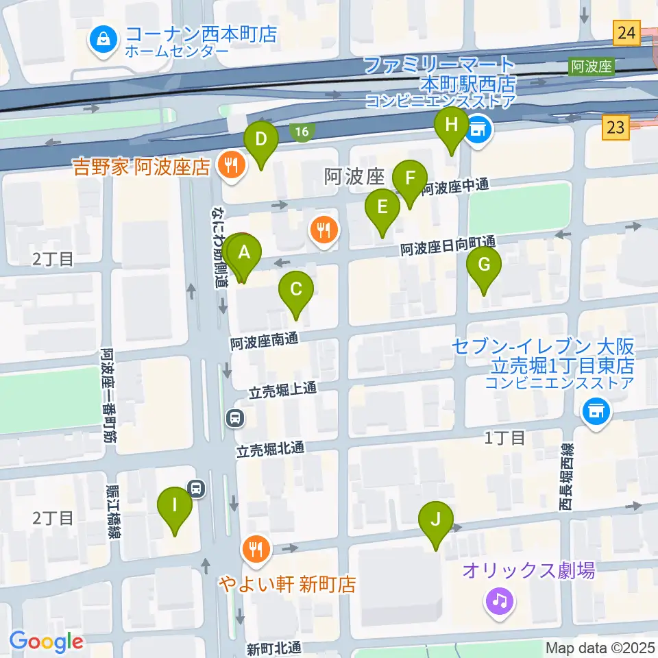 プラスエムレッスン周辺のカフェ一覧地図