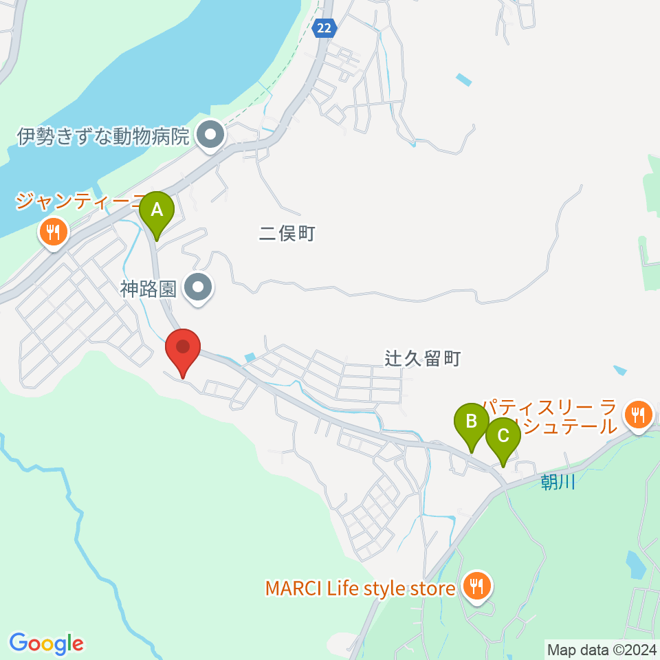 グレースハーツミュージックスクール周辺のカフェ一覧地図