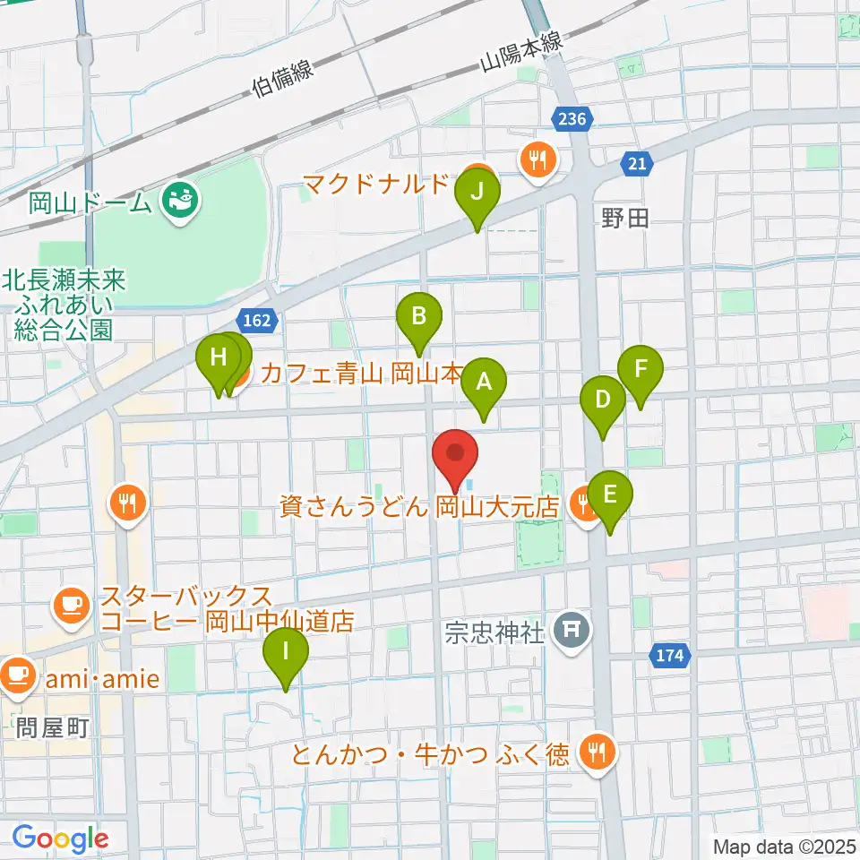 音楽工房アンダンテ周辺のカフェ一覧地図