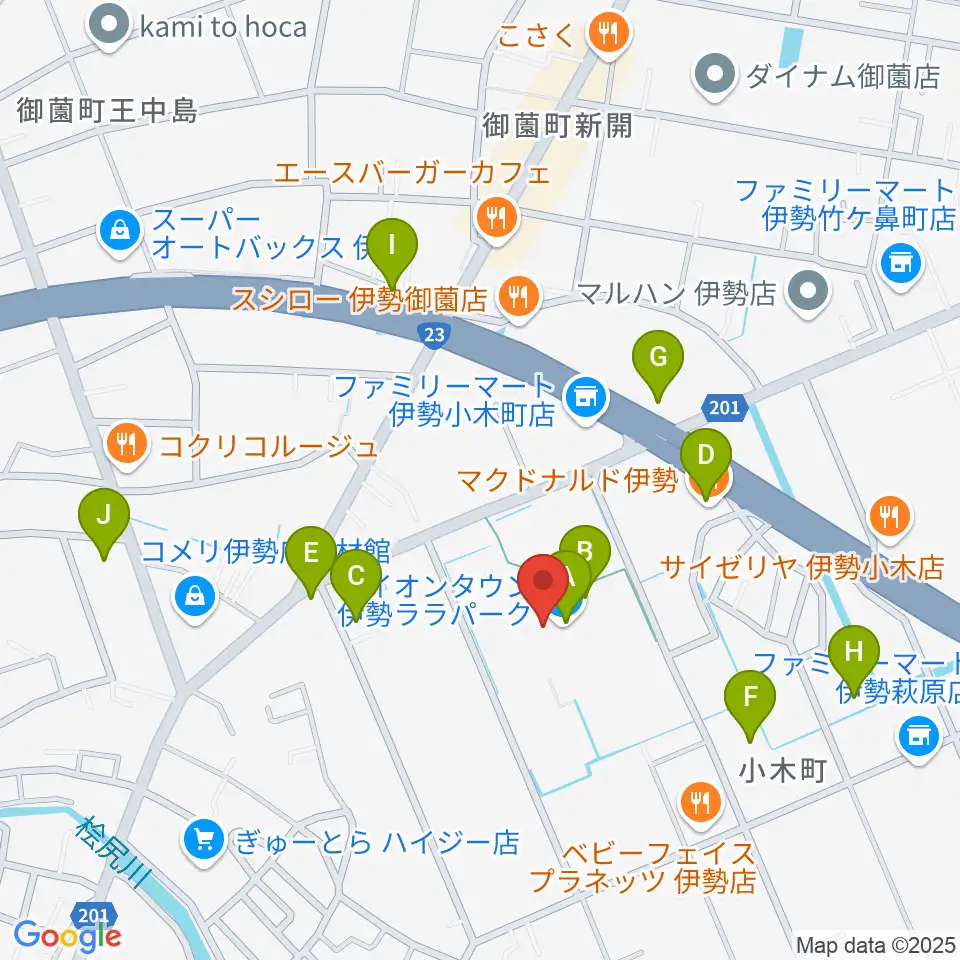 村井楽器ララパークセンター周辺のカフェ一覧地図