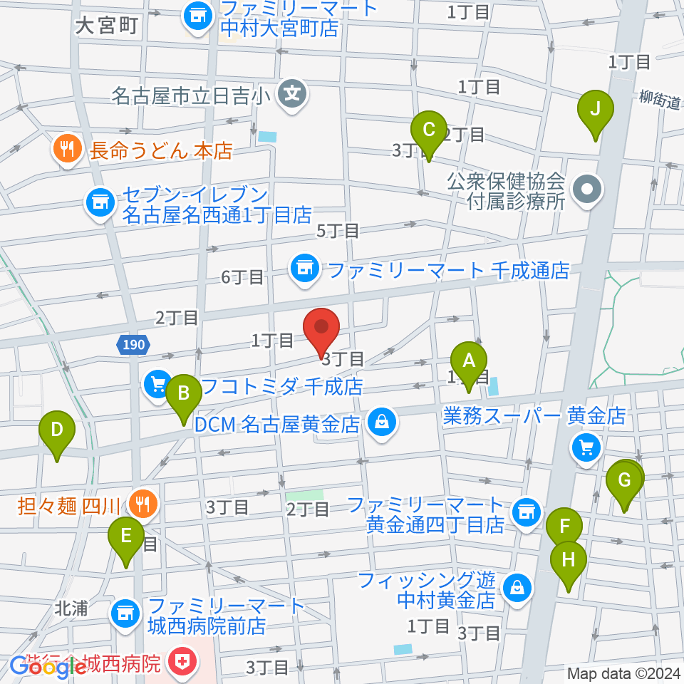 山口ギター音楽院周辺のカフェ一覧地図