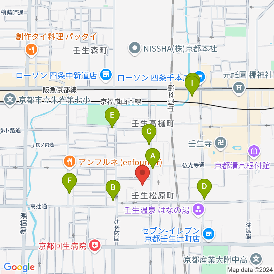 たけいち音楽教室周辺のカフェ一覧地図