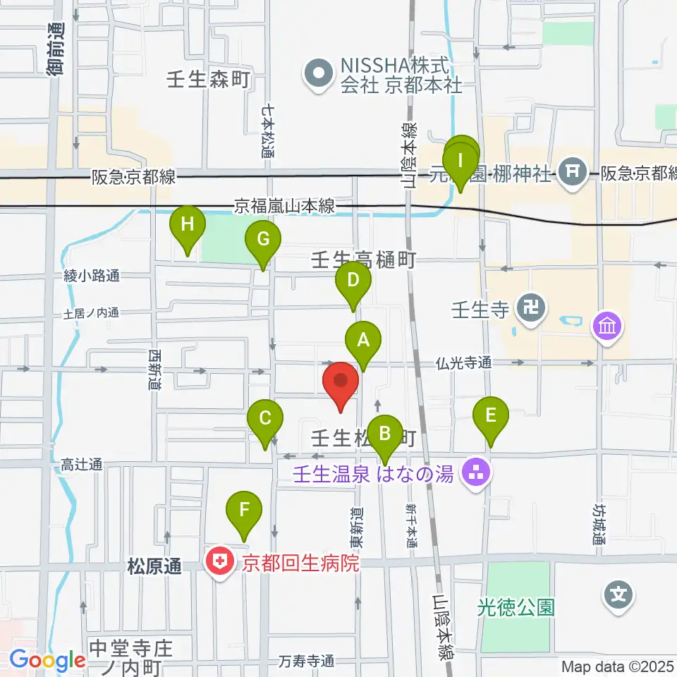 たけいち音楽教室周辺のカフェ一覧地図