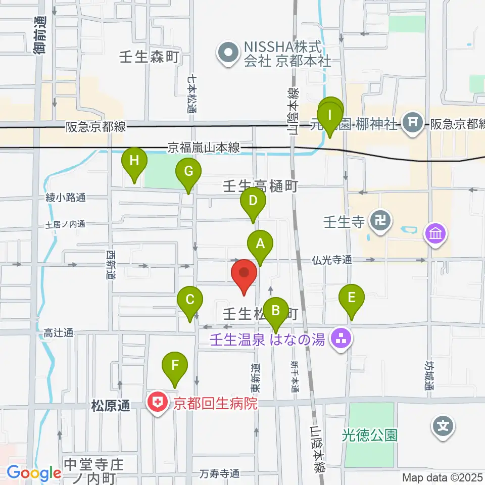 たけいち音楽教室周辺のカフェ一覧地図