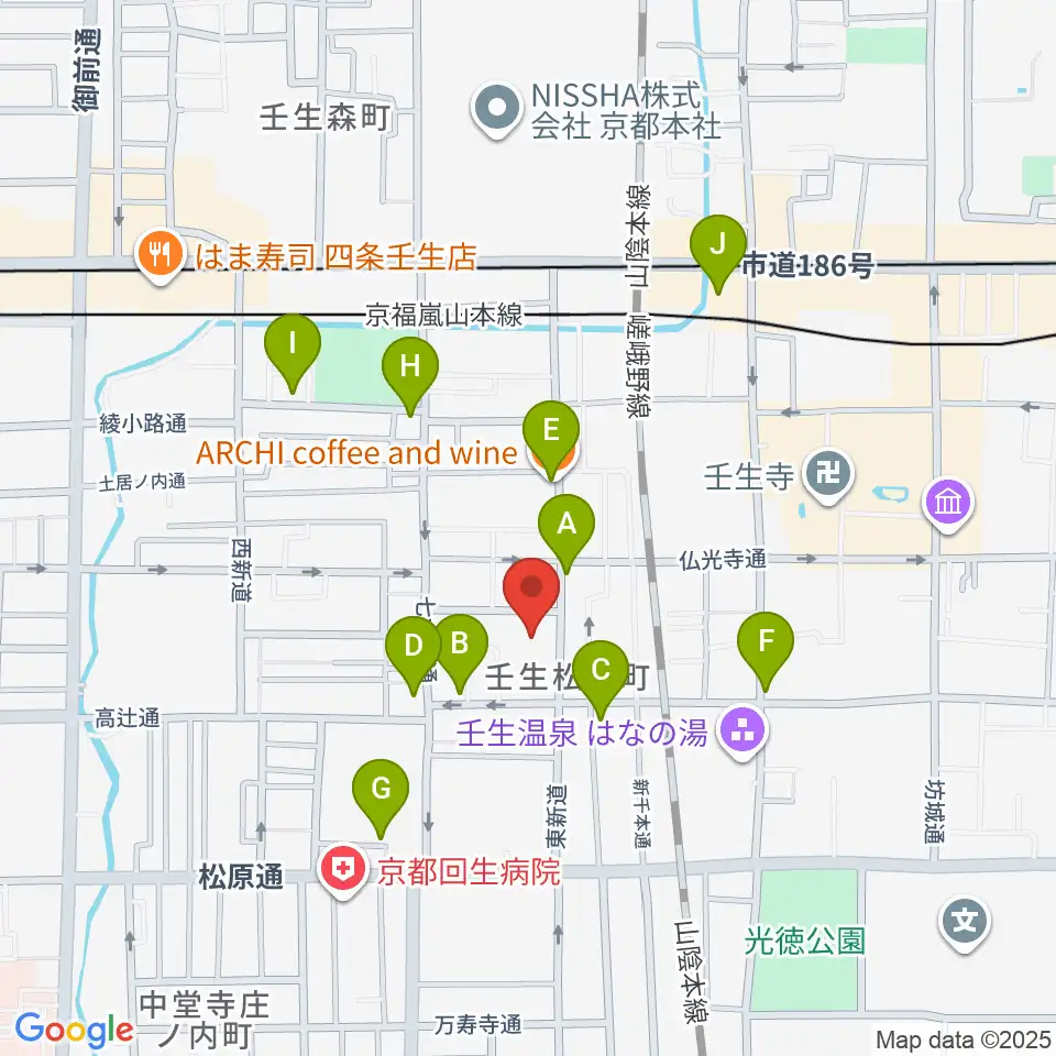 たけいち音楽教室周辺のカフェ一覧地図