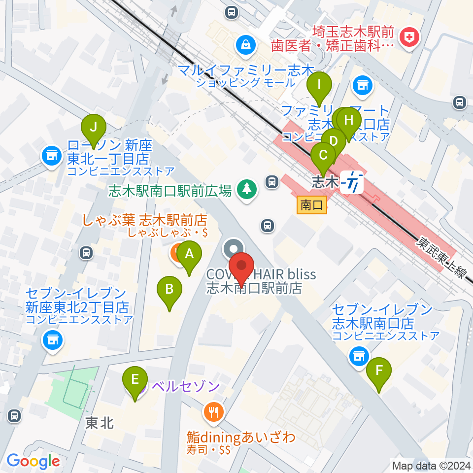 ギタースクールTSG周辺のカフェ一覧地図