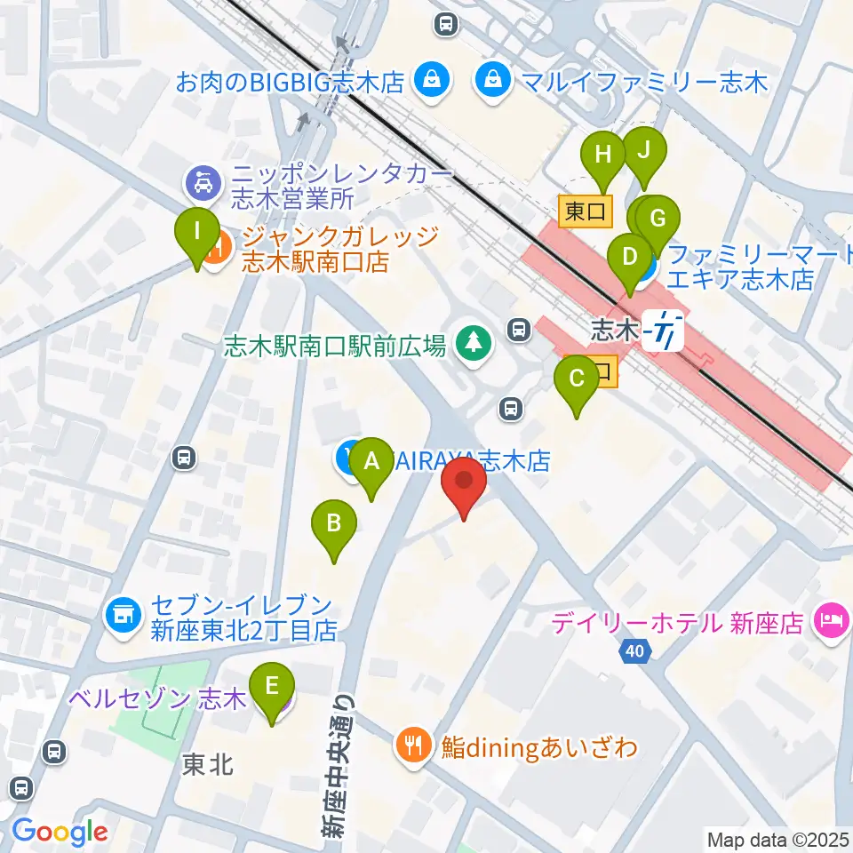 ギタースクールTSG周辺のカフェ一覧地図
