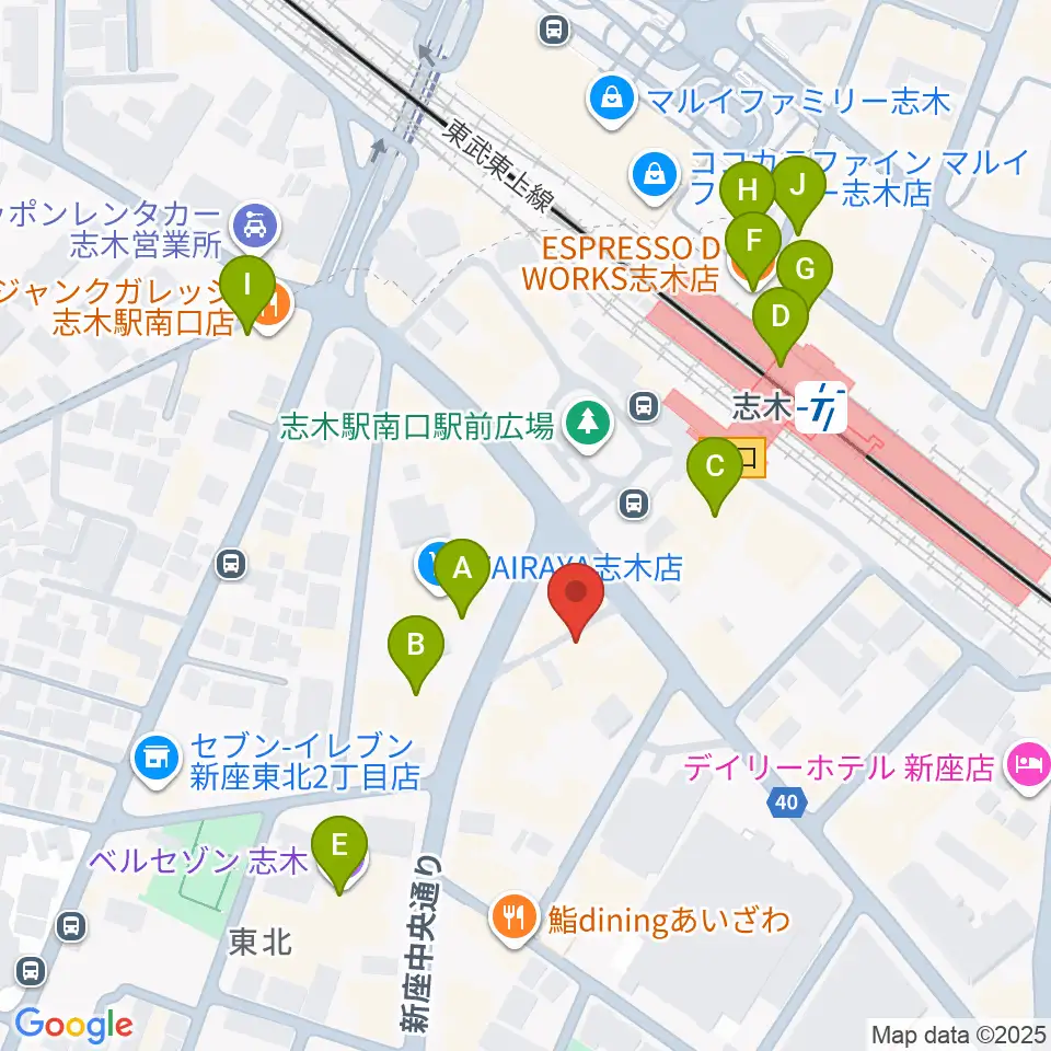 ギタースクールTSG周辺のカフェ一覧地図