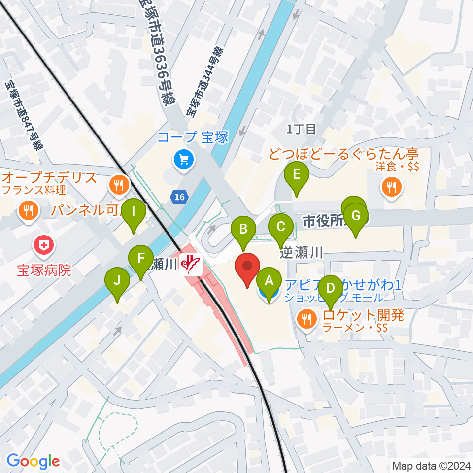 J.カレッジ周辺のカフェ一覧地図