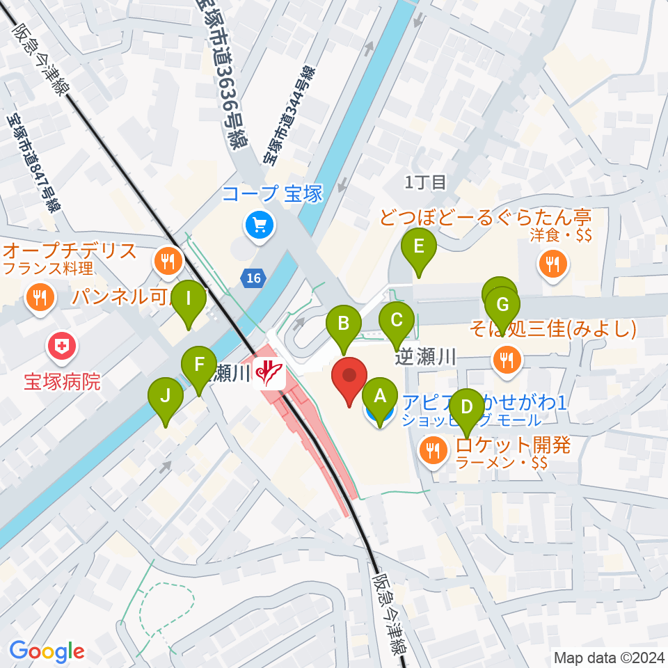 J.カレッジ周辺のカフェ一覧地図