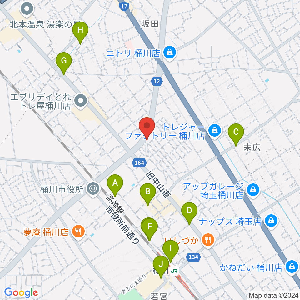 エチュード音楽教室周辺のカフェ一覧地図