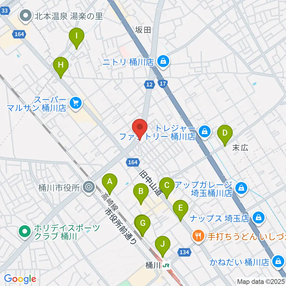 エチュード音楽教室周辺のカフェ一覧地図