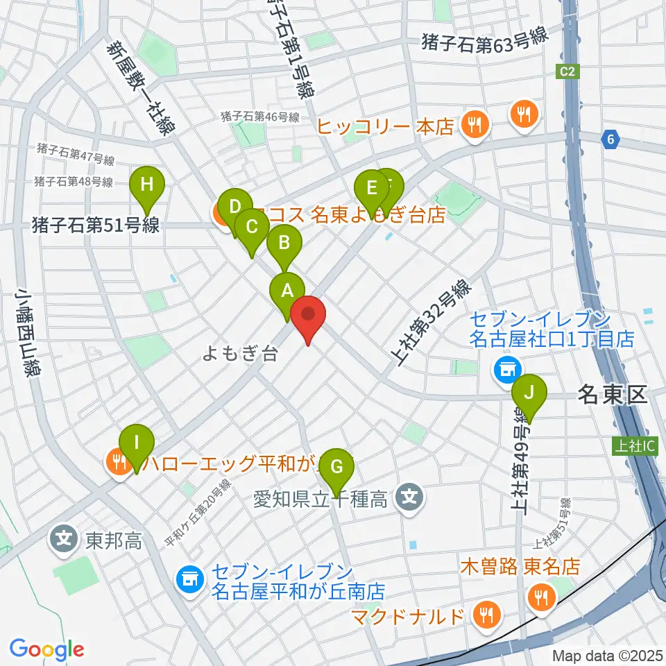 アリアーヌ音楽教室周辺のカフェ一覧地図