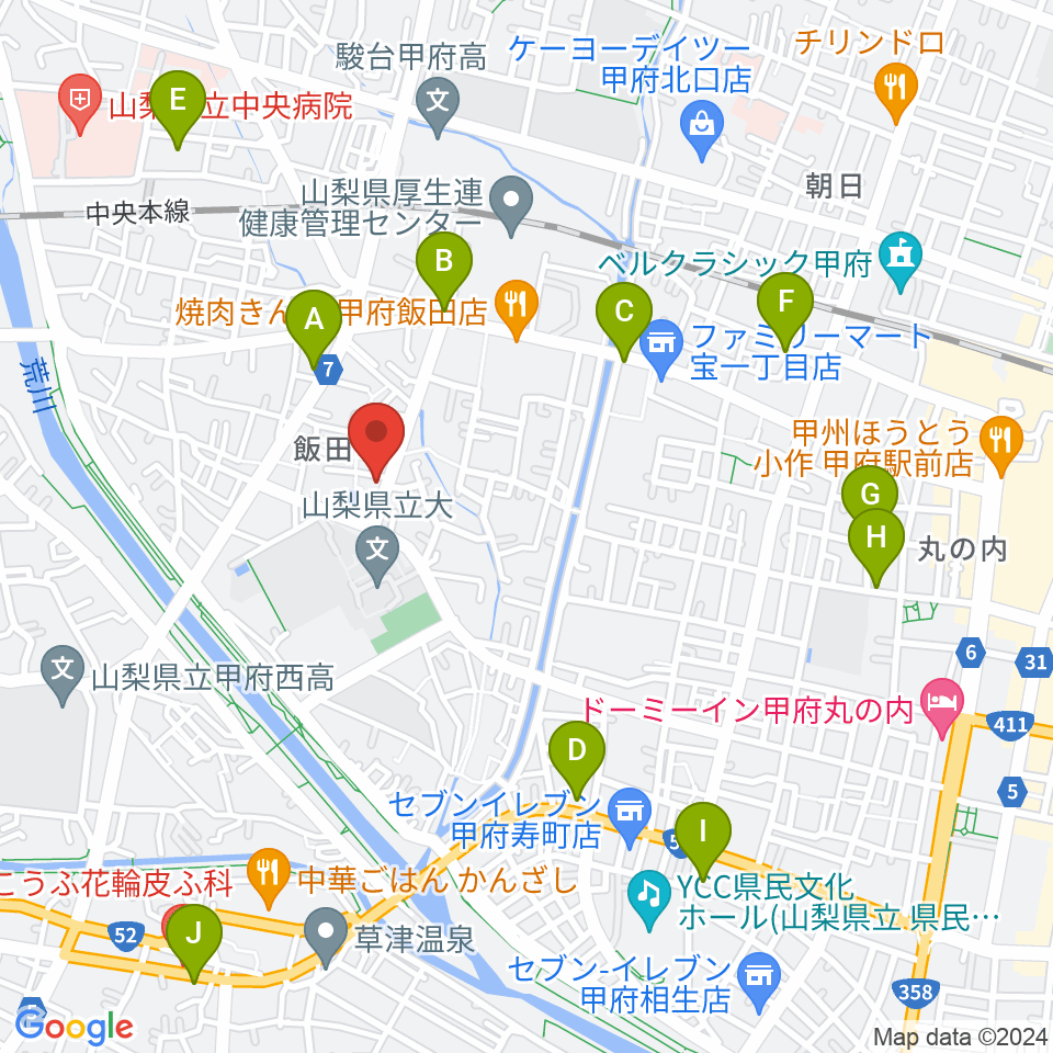 ぱる音楽教室周辺のカフェ一覧地図