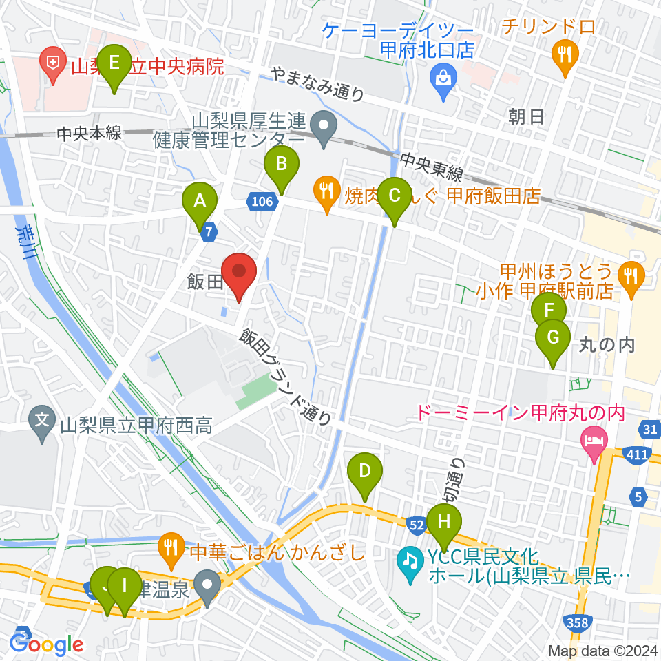 ぱる音楽教室周辺のカフェ一覧地図