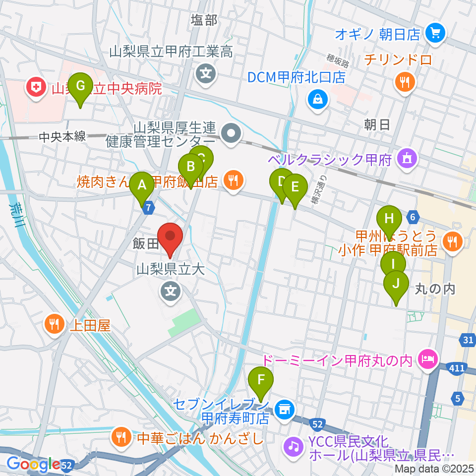 ぱる音楽教室周辺のカフェ一覧地図