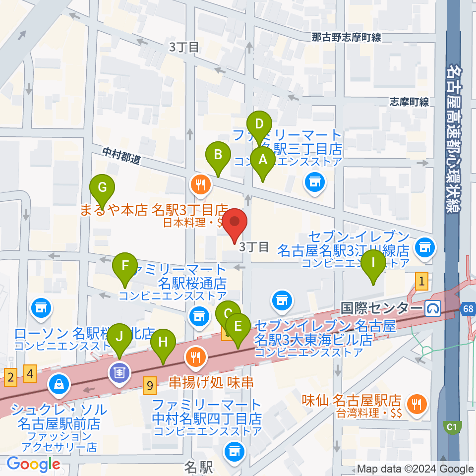 オーラボイスヴォーカルスクール周辺のカフェ一覧地図