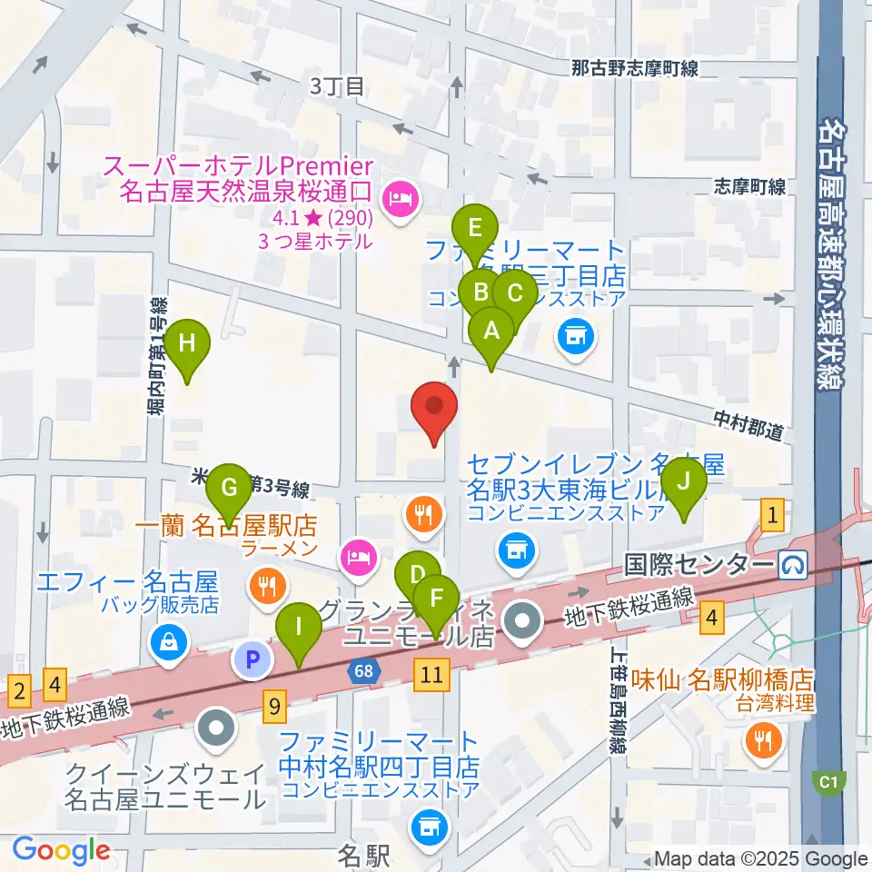 オーラボイスヴォーカルスクール周辺のカフェ一覧地図