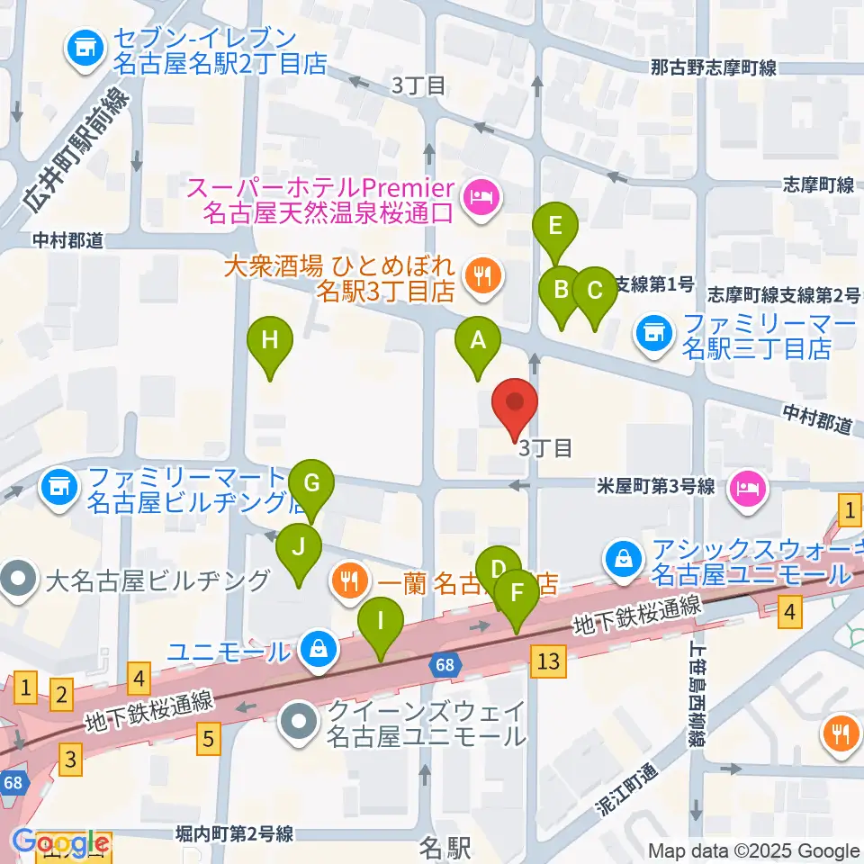 オーラボイスヴォーカルスクール周辺のカフェ一覧地図