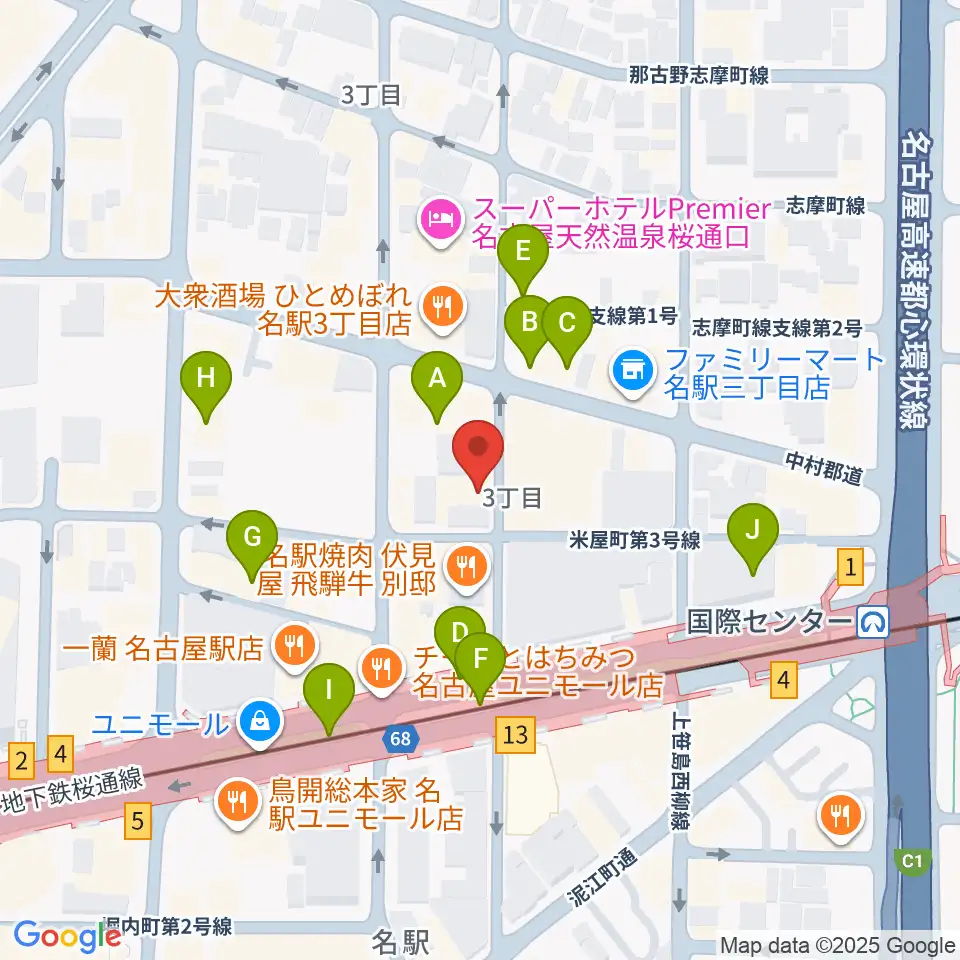 オーラボイスヴォーカルスクール周辺のカフェ一覧地図