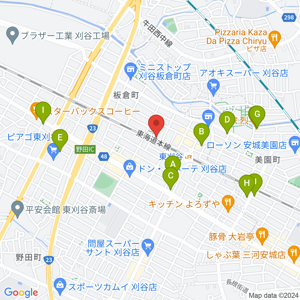 スタジオエチュード刈谷店周辺のカフェ一覧地図