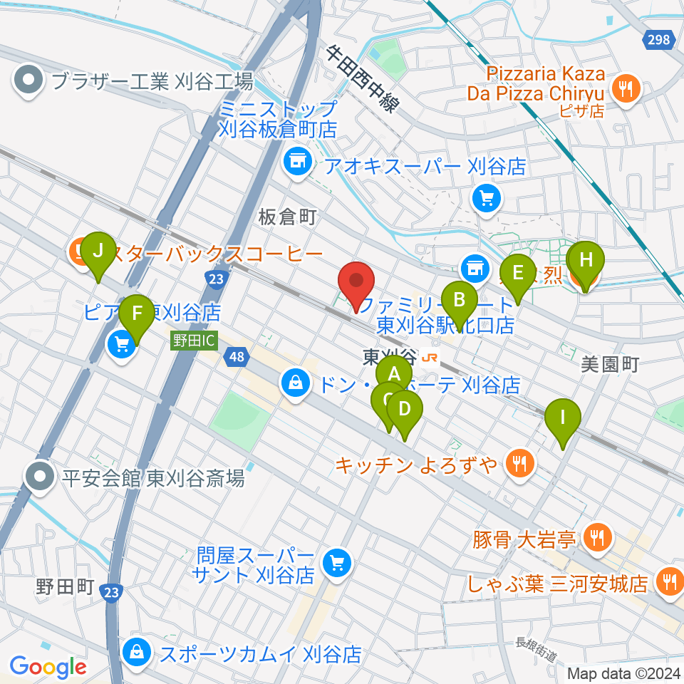 スタジオエチュード刈谷店周辺のカフェ一覧地図