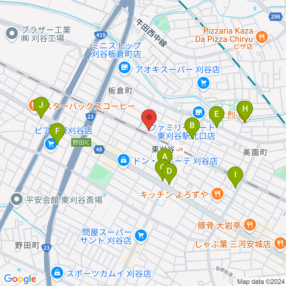 スタジオエチュード刈谷店周辺のカフェ一覧地図