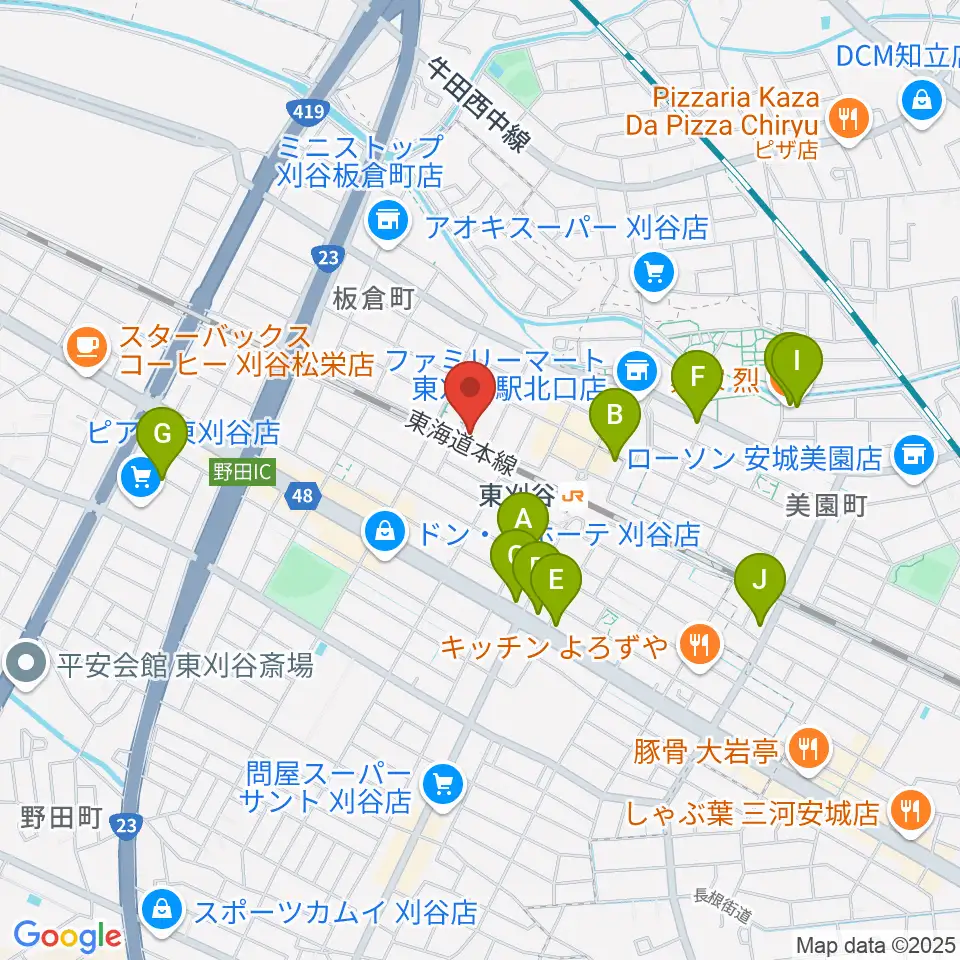 スタジオエチュード刈谷店周辺のカフェ一覧地図