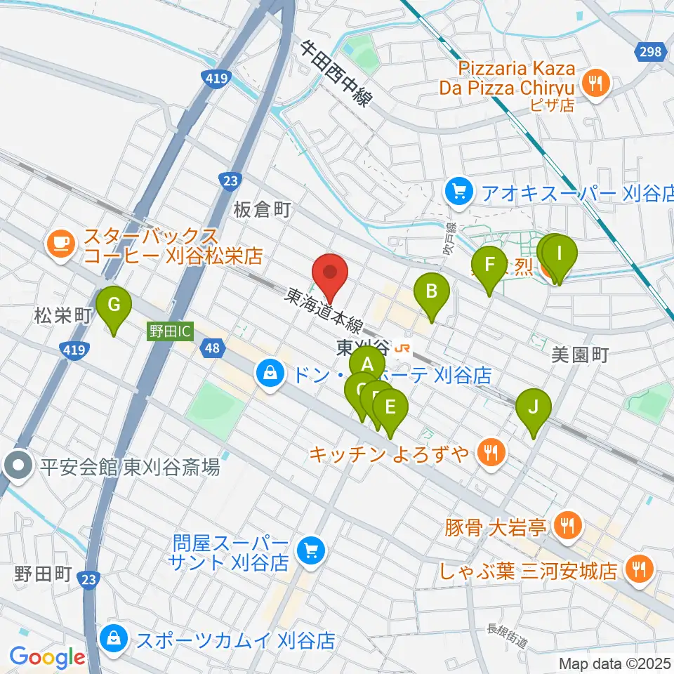 スタジオエチュード刈谷店周辺のカフェ一覧地図