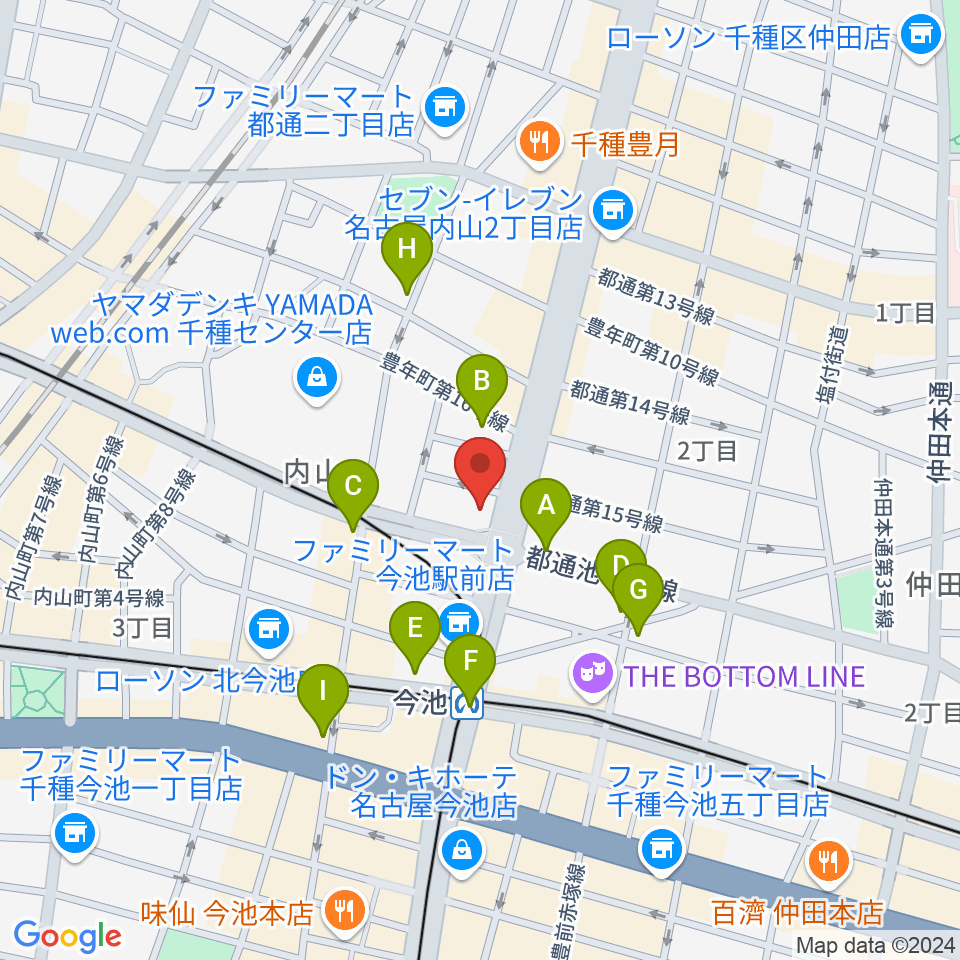 名古屋芸術音楽学院周辺のカフェ一覧地図