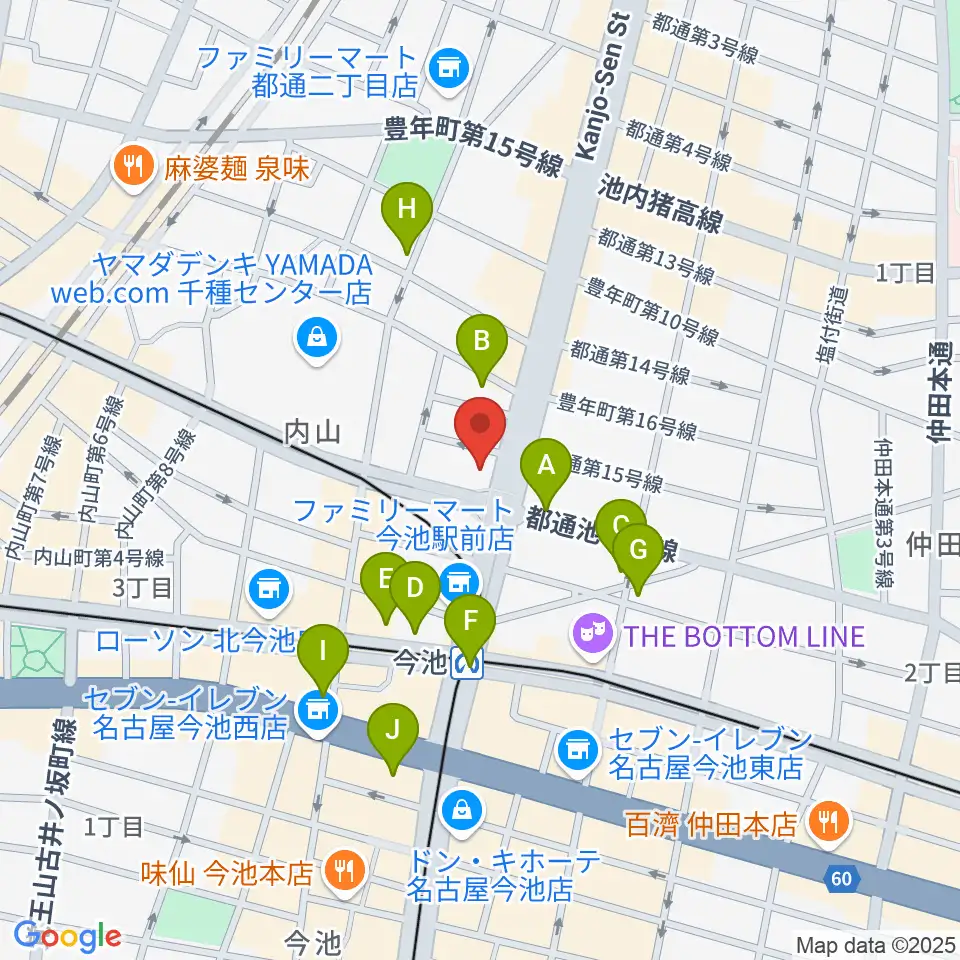 名古屋芸術音楽学院周辺のカフェ一覧地図