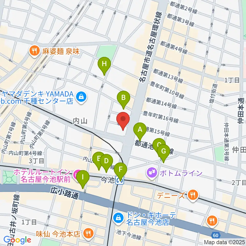 名古屋芸術音楽学院周辺のカフェ一覧地図