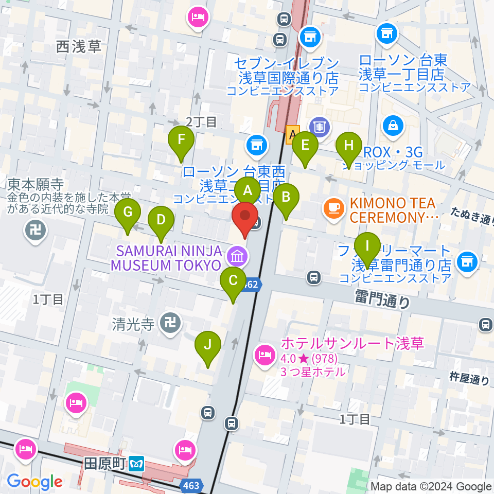 宮本卯之助商店 西浅草店周辺のカフェ一覧地図