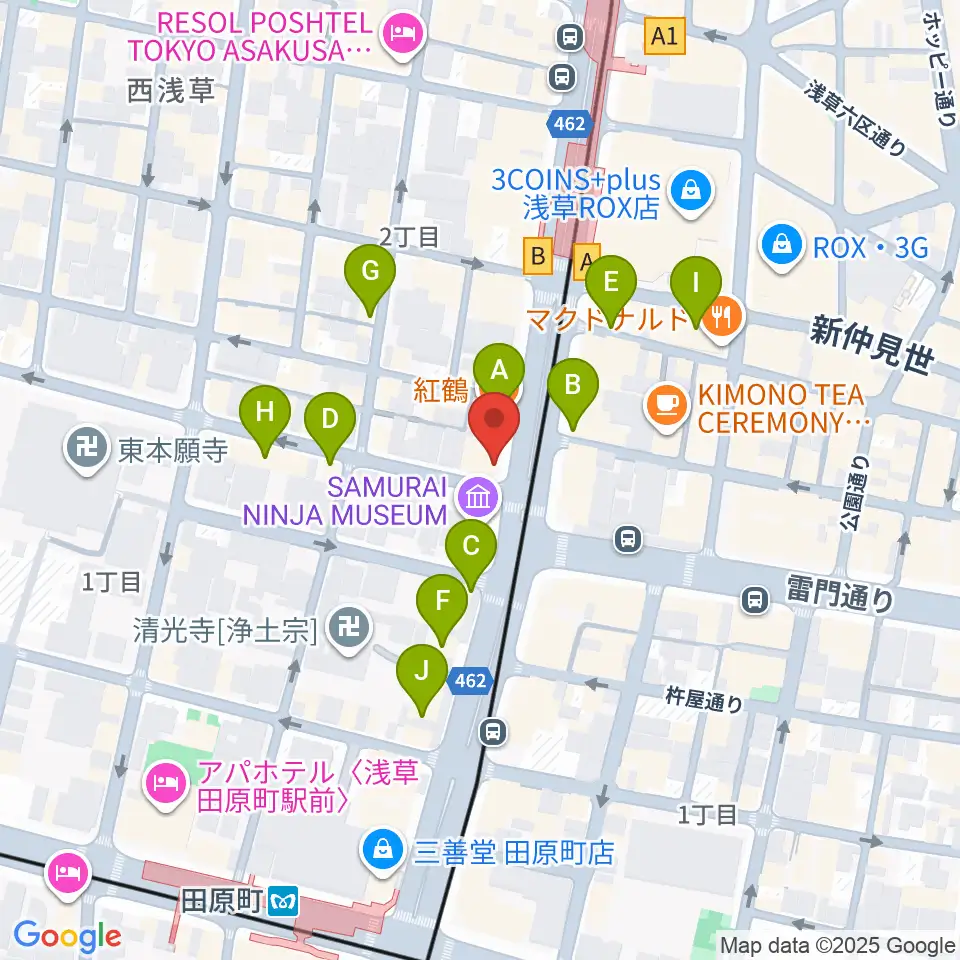 宮本卯之助商店 西浅草店周辺のカフェ一覧地図