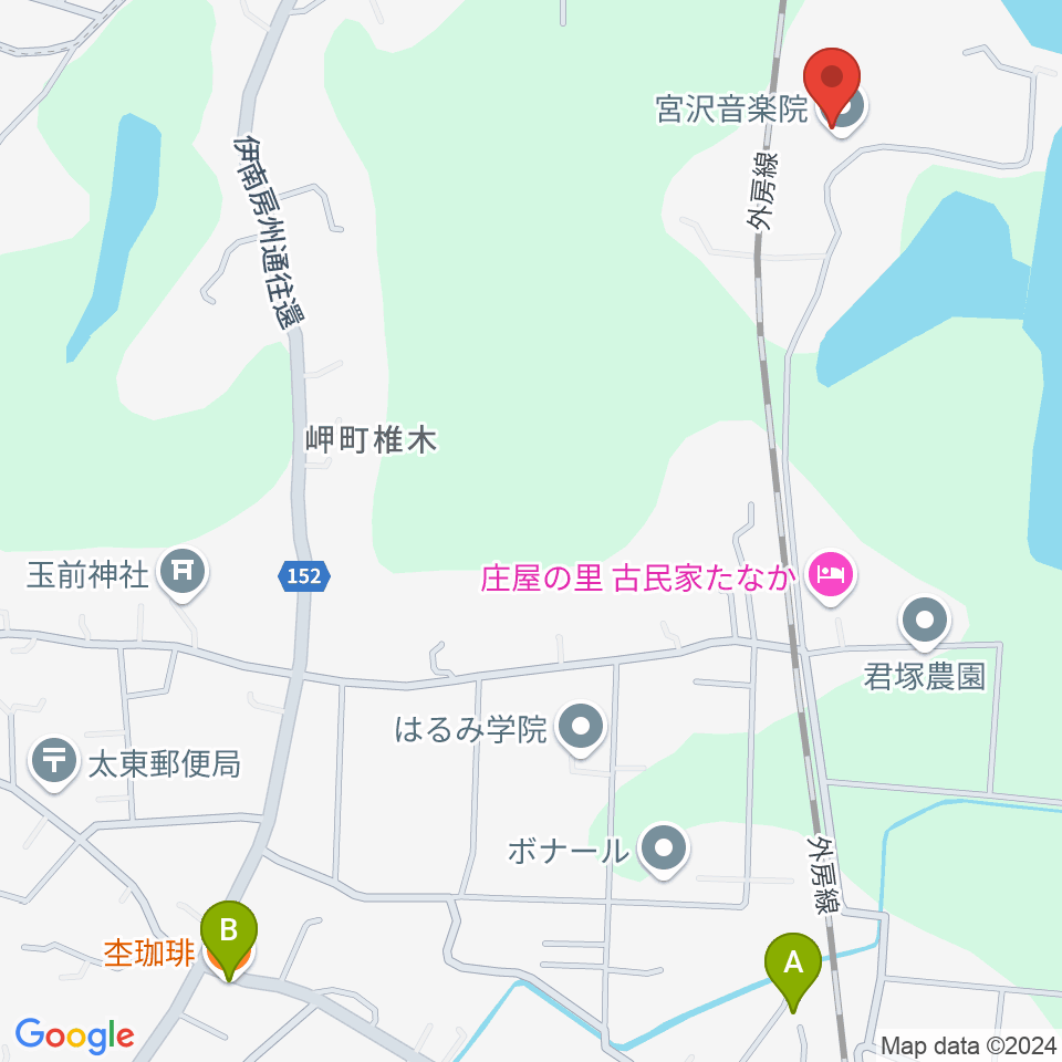 宮沢音楽院周辺のカフェ一覧地図