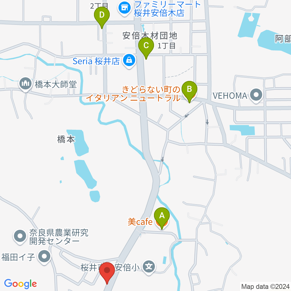 レイジーウッド音楽教室周辺のカフェ一覧地図