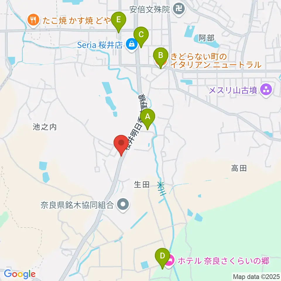 レイジーウッド音楽教室周辺のカフェ一覧地図