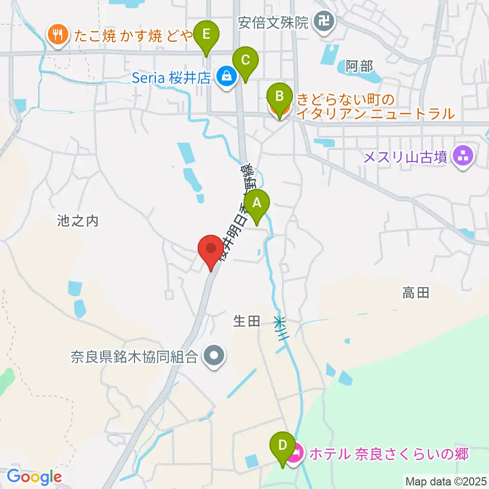 レイジーウッド音楽教室周辺のカフェ一覧地図