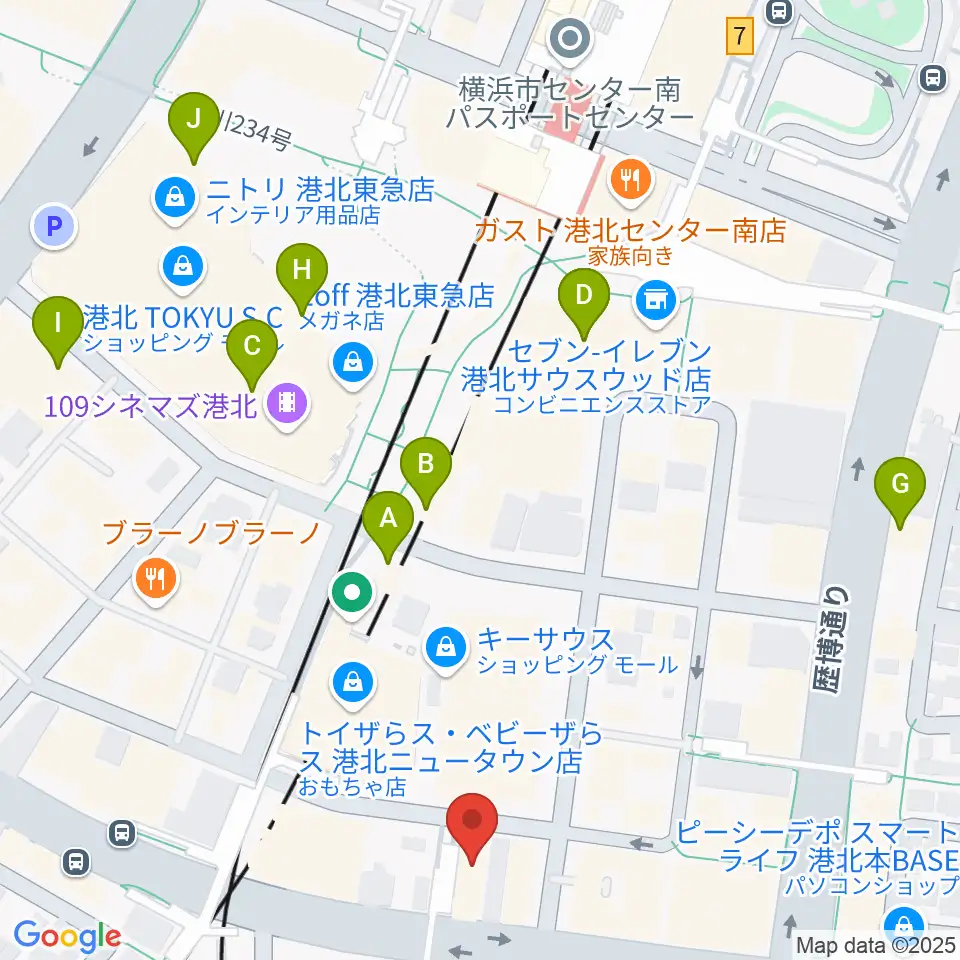 平山音楽院 センター南教室周辺のカフェ一覧地図