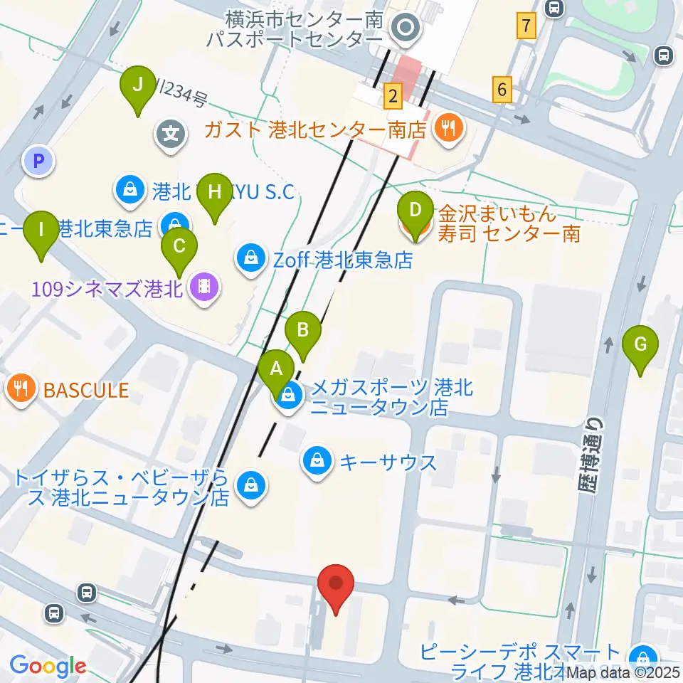 平山音楽院 センター南教室周辺のカフェ一覧地図