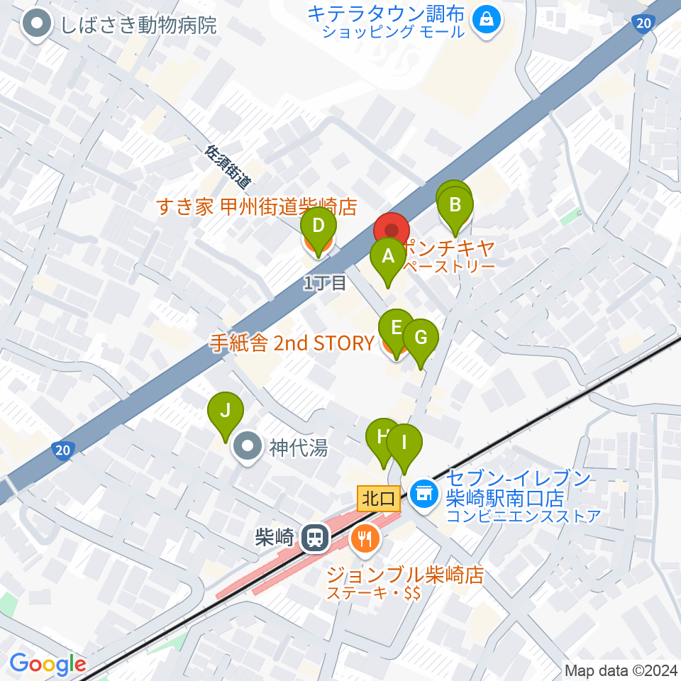 J.K.キューブ101スタジオエチュード周辺のカフェ一覧地図