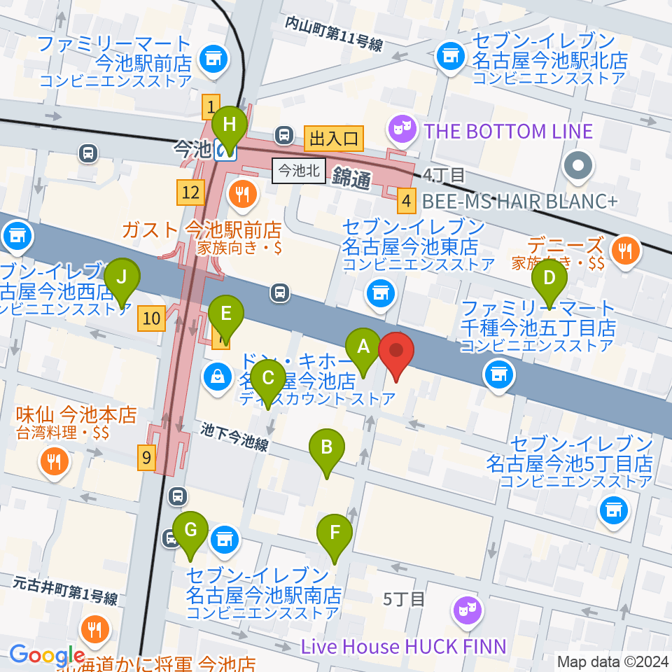 今池3STAR周辺のカフェ一覧地図