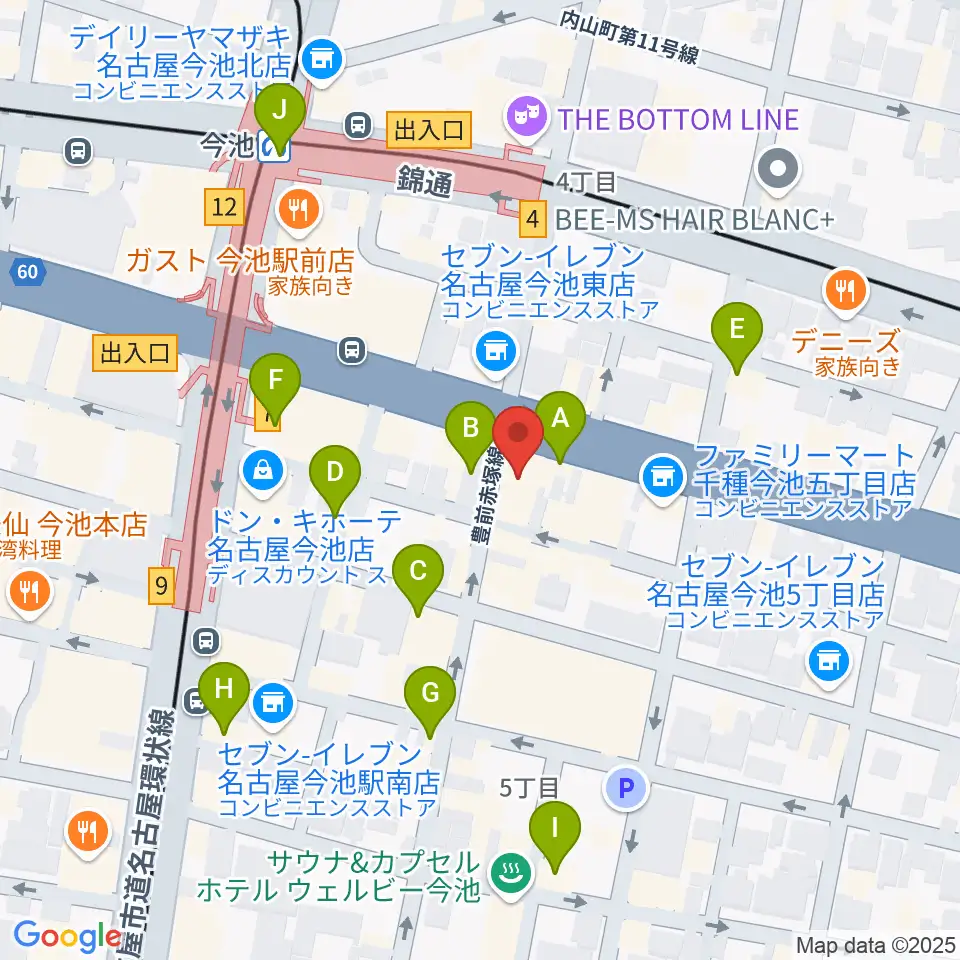 今池3STAR周辺のカフェ一覧地図