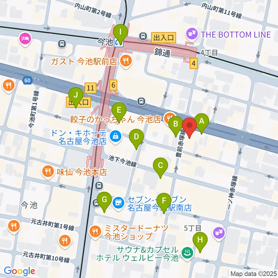 今池3STAR周辺のカフェ一覧地図